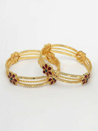 NVR Women's Set of 2 Gold-Plated Artificial Stones Handcrafted Traditional Bangles - Distacart