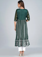 HERE&NOW Ethnic Motifs Embroidered Square Neck Georgette Anarkali Kurta