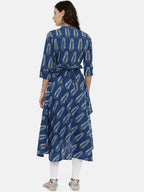 Souchii Navy Blue Printed A-Line Kurta - Distacart