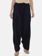 Souchii Navy Blue Solid Regular-Fit High-Rise Patiala - Distacart