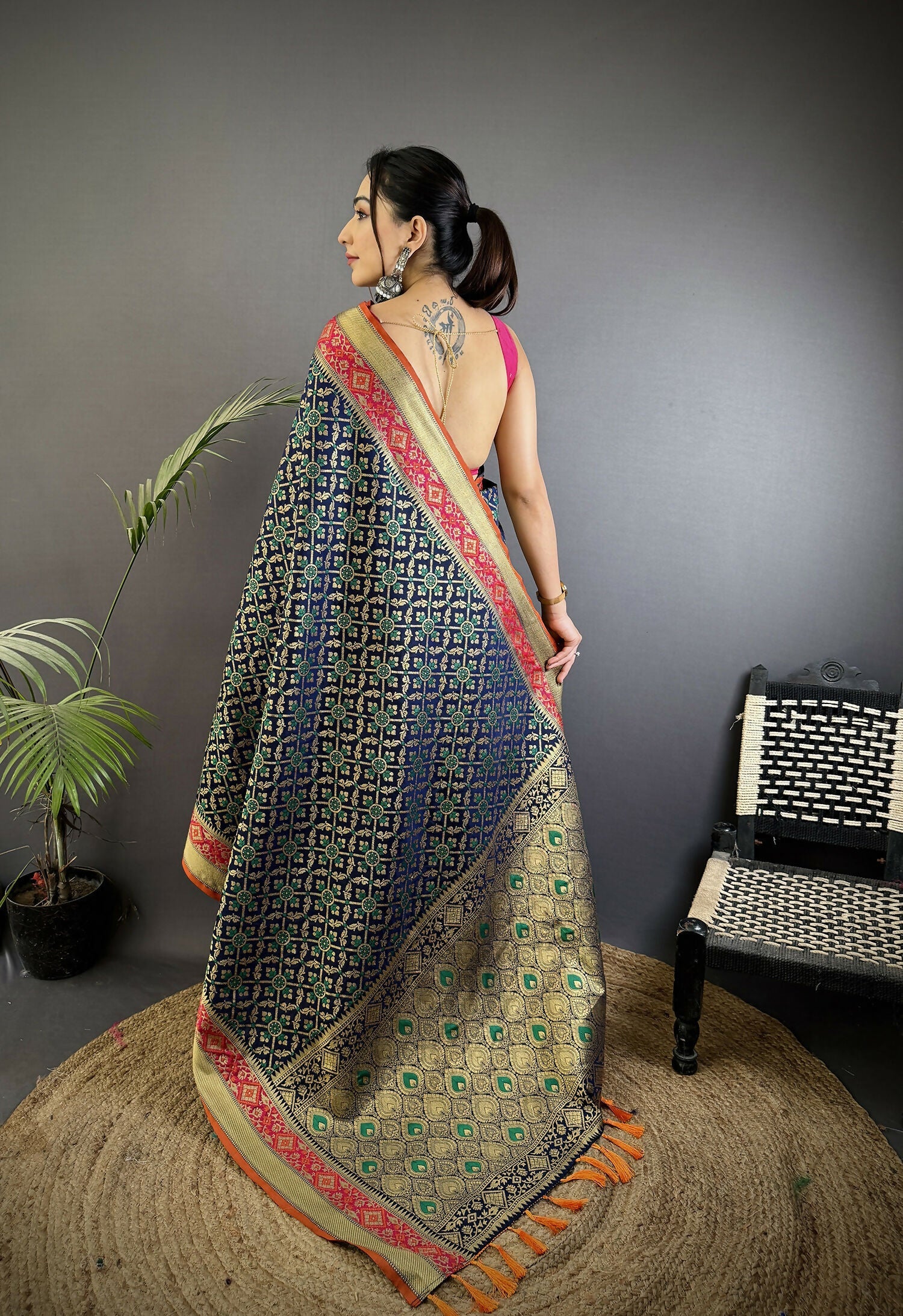Joban Fashion Navy Blue Patola Soft Silk Patola Saree - Distacart