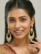 Nuyug 22K Gold-Plated Elegant Kundan Studded & Beaded Floral Chandbali Earrings - Distacart