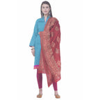 A R SILK Mehroon Color Chanderi gold print Chanderi cotton Dupattas & Chunnis