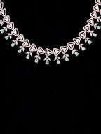 Saraf RS Jewellery Rose Gold-Plated White & Sea Green AD-Studded Handcrafted Jewellery Set - Distacart