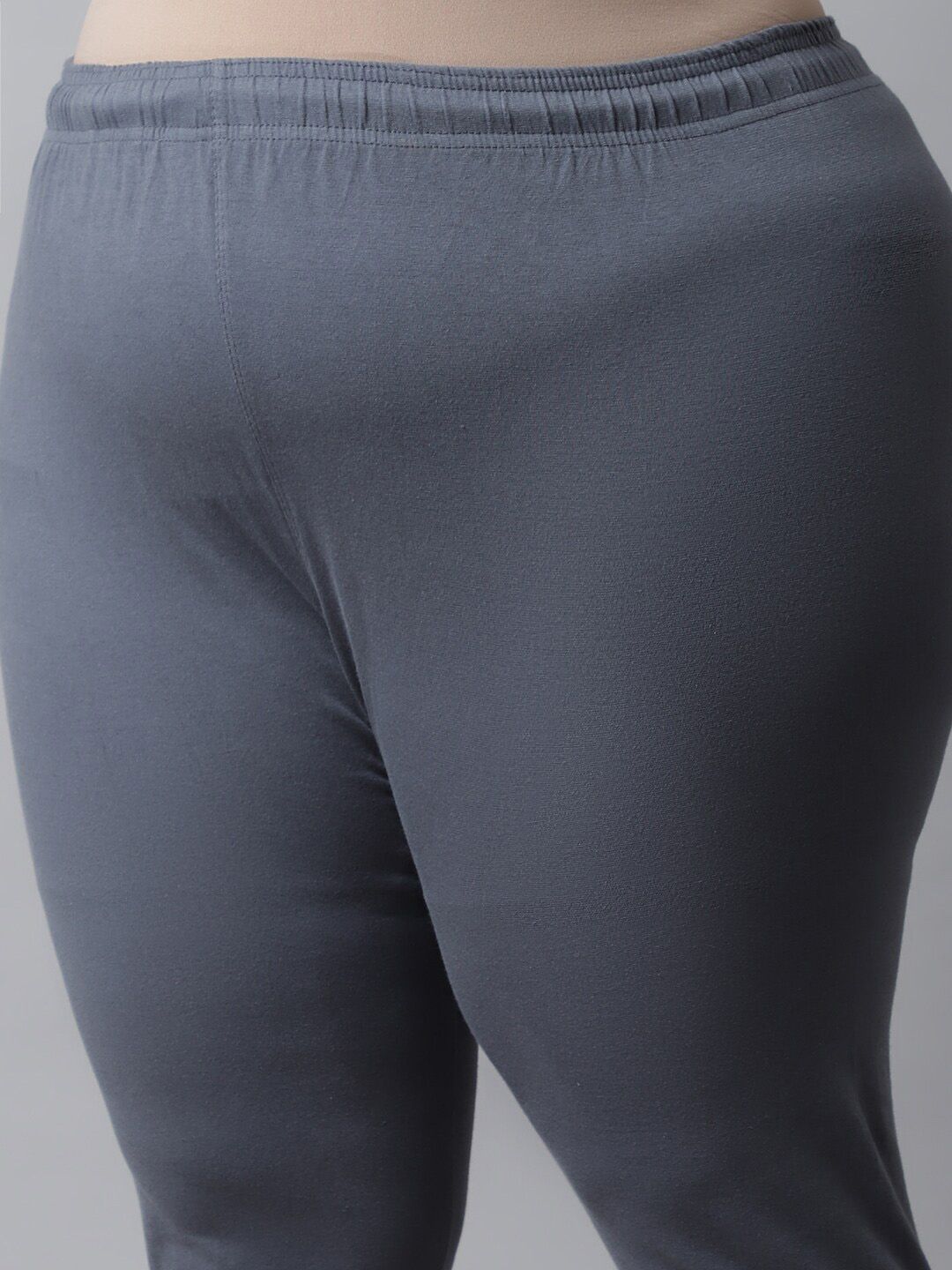 TAG 7 Women Plus size Grey Solid Cotton Ankle-Length Leggings
