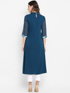 Janasya Turquoise Blue Yoke Design Anarkali Kurta - Distacart