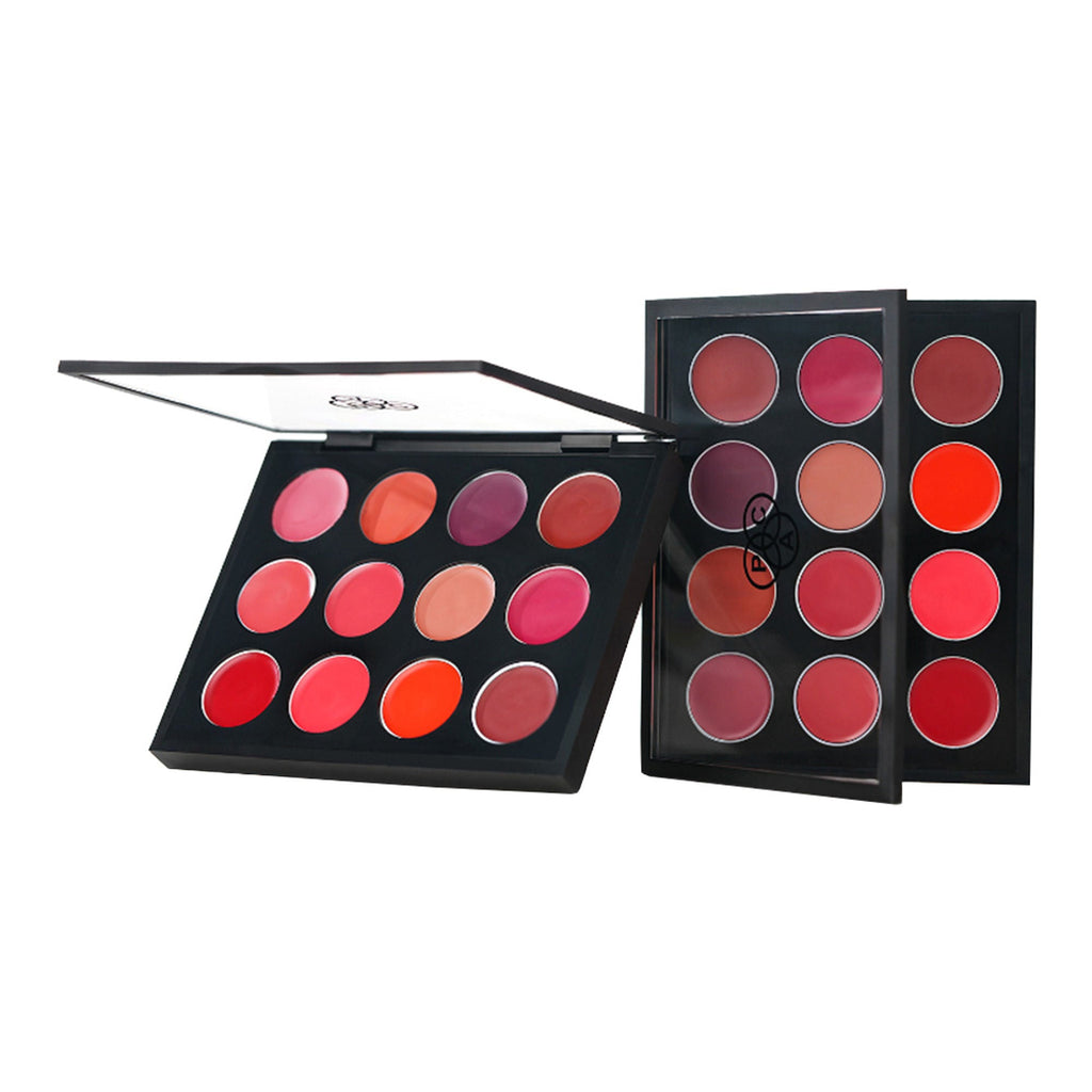 PAC Studio Retro Lip Palette X12 - Intense Color Payoff, Creamy & Highly Blendable, Semi Matte Finish