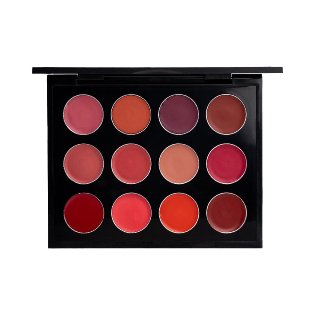 PAC Studio Retro Lip Palette X12 - Intense Color Payoff, Creamy & Highly Blendable, Semi Matte Finish