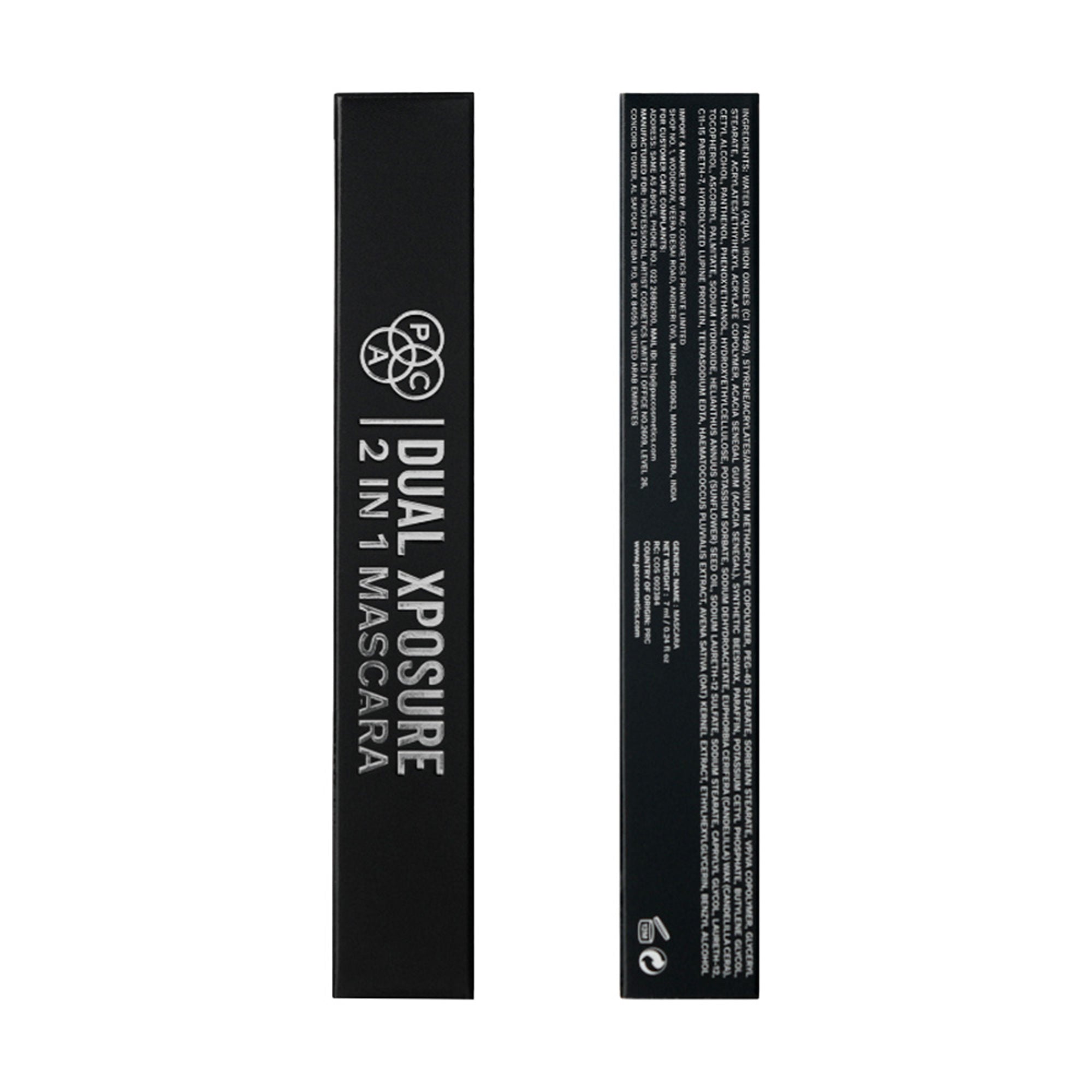 PAC Studio Dual Xposure Mascara - 2-in-1 Volumizing & Lengthening Mascara, Longlasting Clump Free