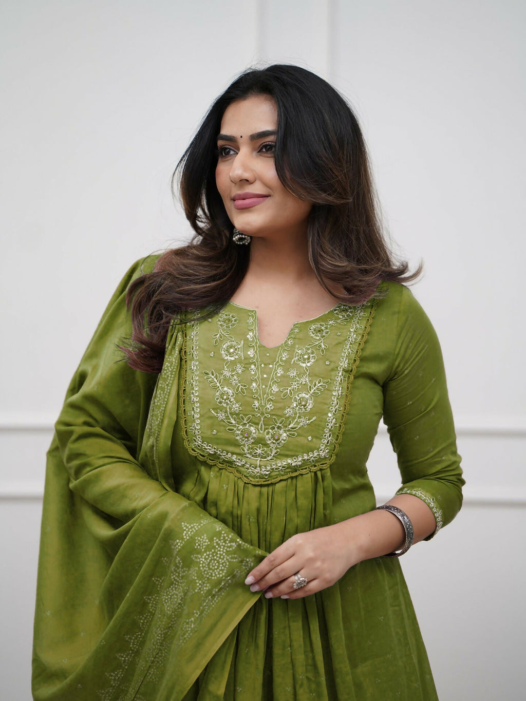The52 Women's Beautiful Cotton Fabric Embroidery Work Straight Kurta Pant and Dupatta Set - Distacart