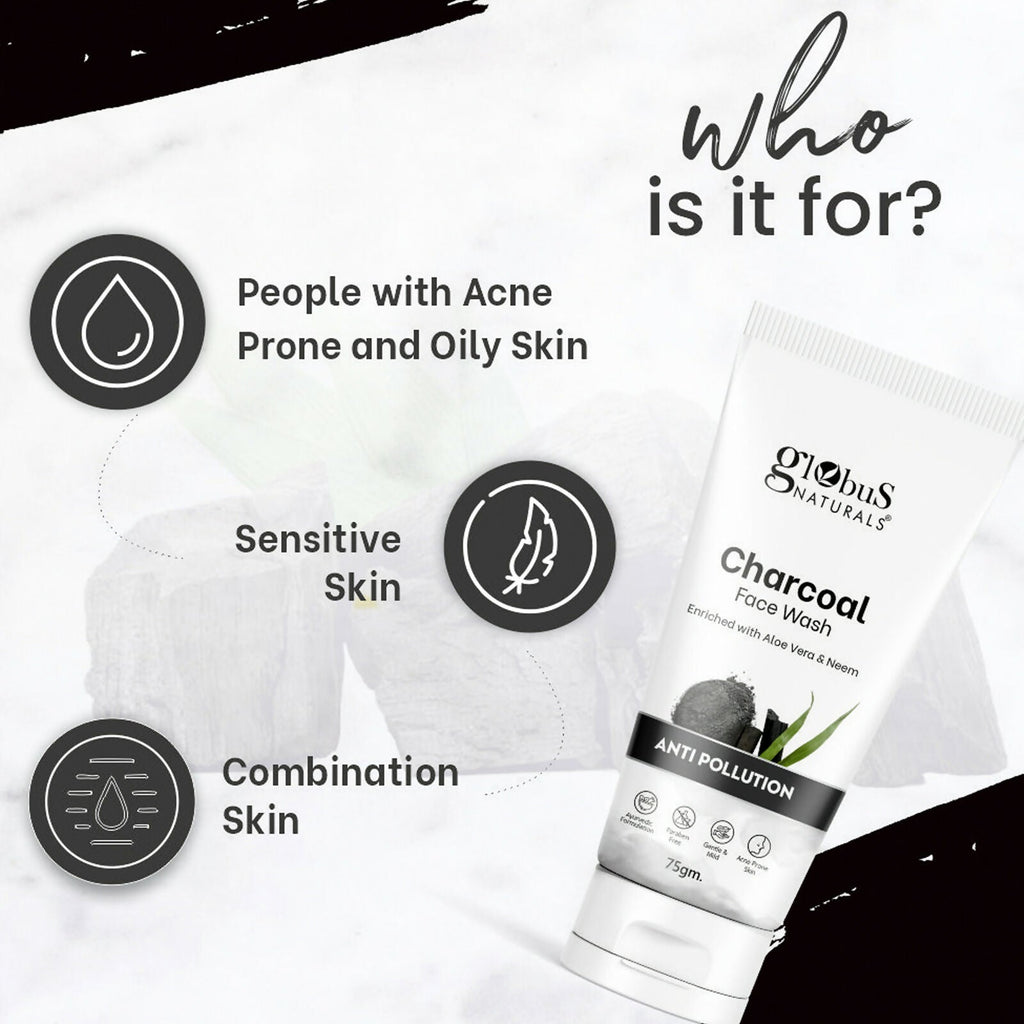 Globus Naturals Anti Pollution Charcoal Face Wash - Distacart