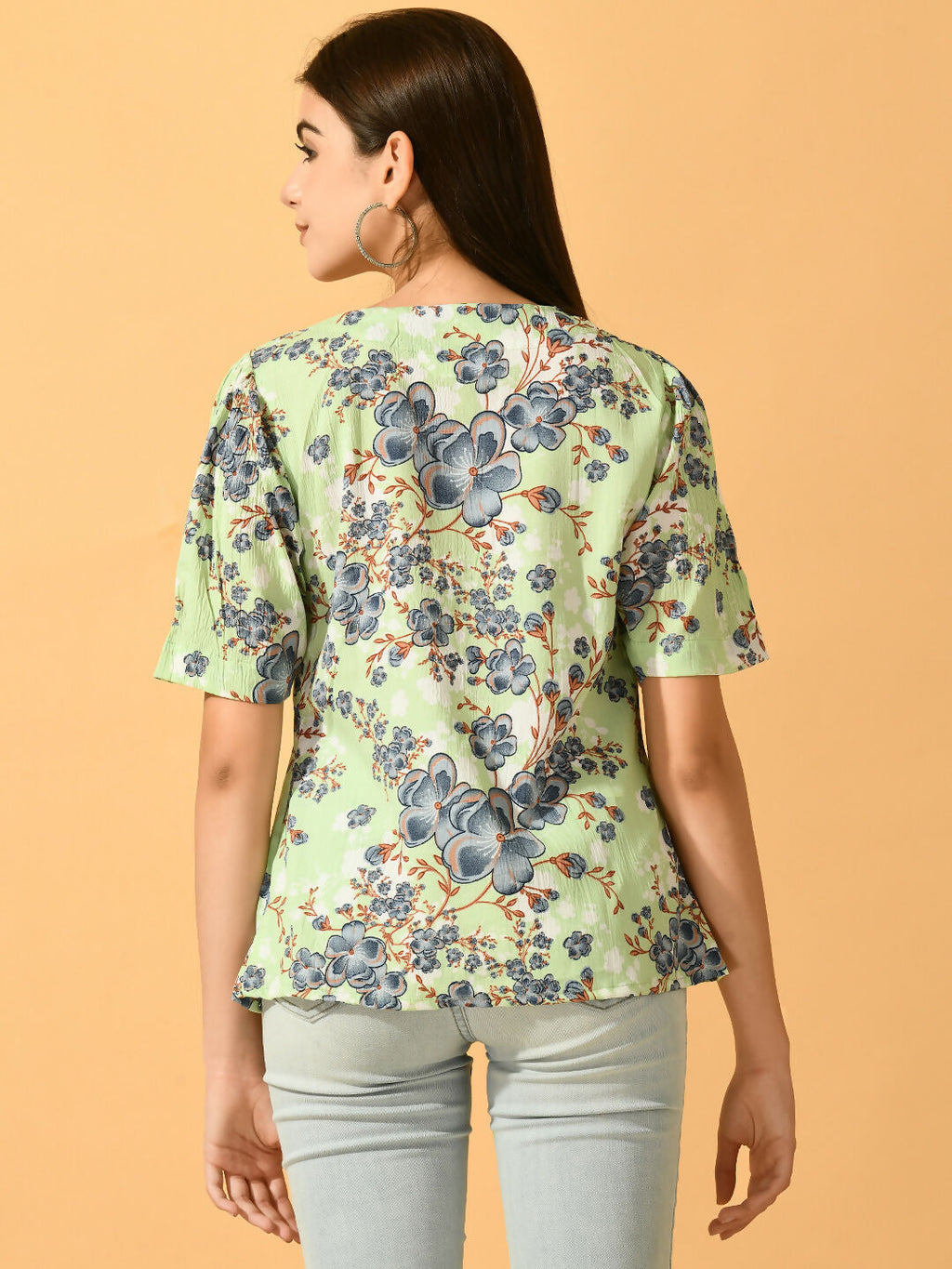 Myshka Women's Lime Green Printed Party Top