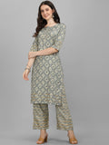 HERE&NOW Women Grey Ethnic Motifs Printed Kurta With Palazzos