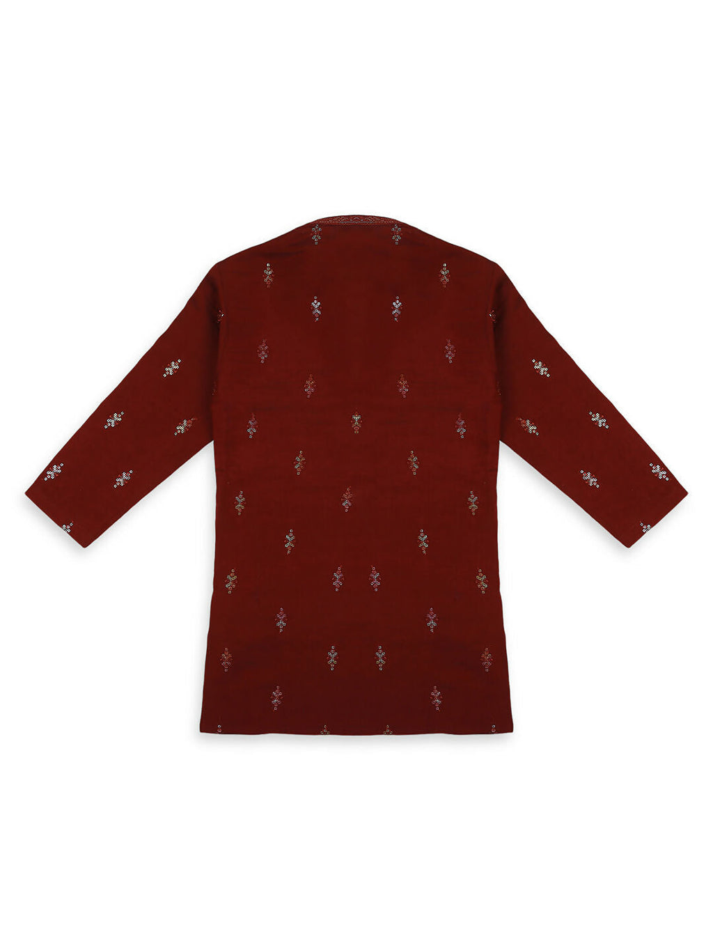 Joban Fashion Kids Island Traditional Ethnic Wear with Silk Sequence Embroidery Full Sleeves Kurta and Pyjama Set - Maroon - Distacart