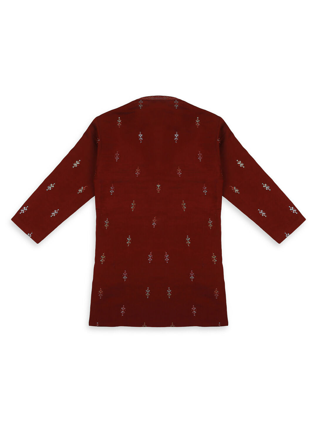 Joban Fashion Kids Island Traditional Ethnic Wear with Silk Sequence Embroidery Full Sleeves Kurta and Pyjama Set - Maroon - Distacart