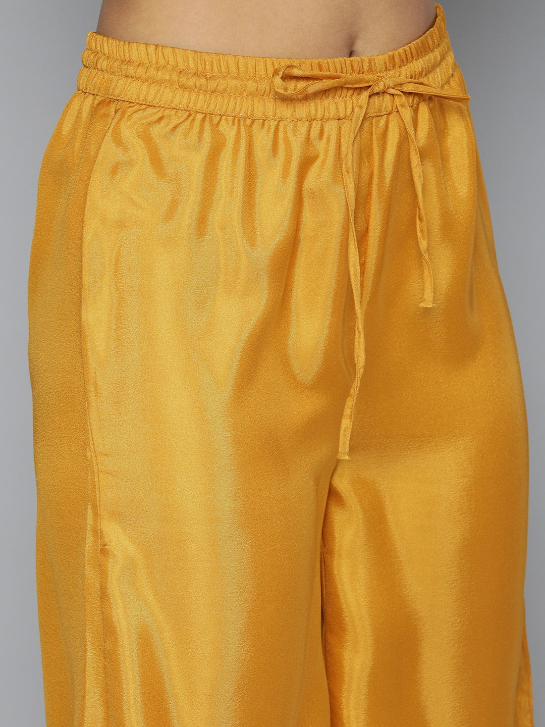 HERE&NOW Women Mustard Yellow Ethnic Motifs Kurta with Palazzos & With Dupatta