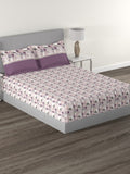 MYTRIDENT Mauve White Floral Cotton 144 TC Queen Bedsheet With 2 Pillow Covers - Distacart