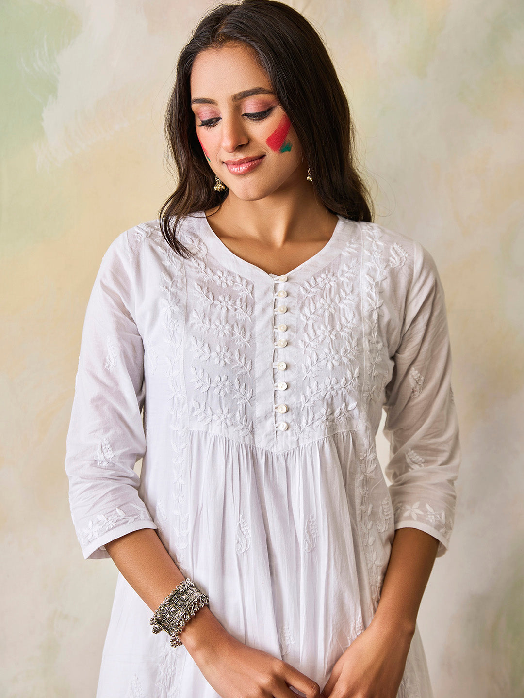 HOUSE OF KARI Ethnic Motifs Embroidered Chikankari Kurta