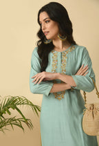 Joban Fashion Sea Green Cotton Rayon Kurta Set