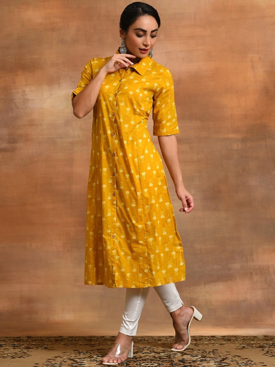 Aks Ethnic Motifs Printed Pure Cotton Straight Kurta