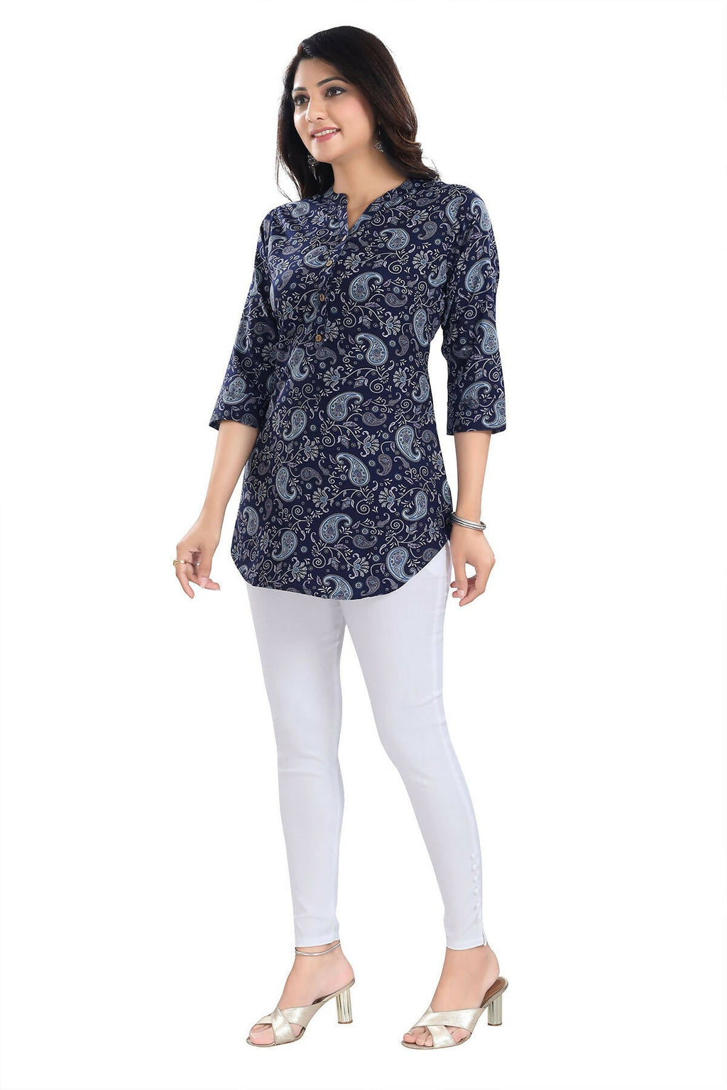 Snehal Creations Ethnic Galore Blue Short Tunic Top for Women - Distacart