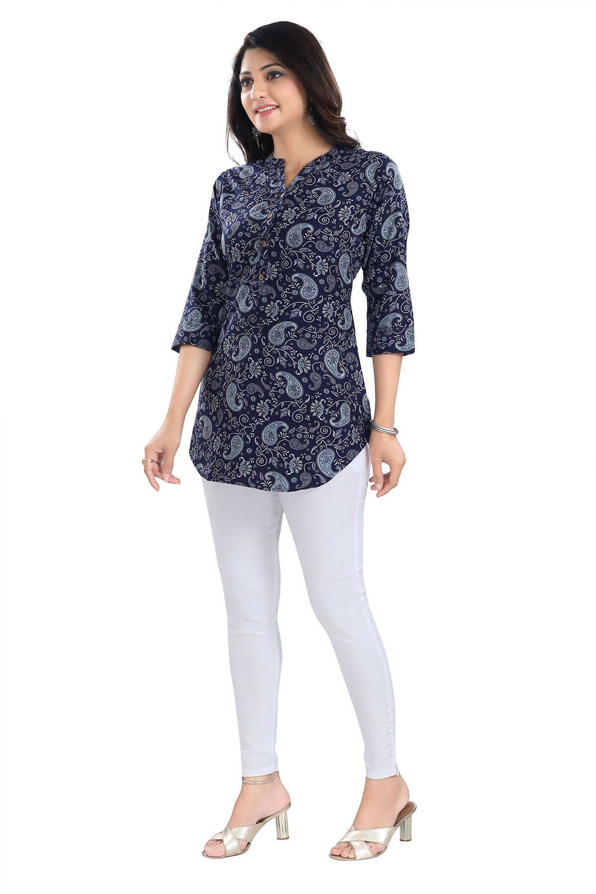 Snehal Creations Ethnic Galore Blue Short Tunic Top for Women - Distacart