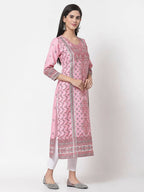 Myshka Women's Multi Printed Polyester Full Sleeve Round Neck Casual Kurta