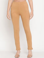 TAG 7 Set Of 2 Yellow & Beige Solid Leggings