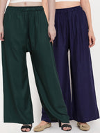 TAG 7 Women Pack of 2 Solid Flared Palazzos