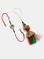 NVR Women & Men Set of 2 Multicolor Peacock Design Bhaiya Bhabhi Rakhi With Roli Chawal & Chocolate - Distacart