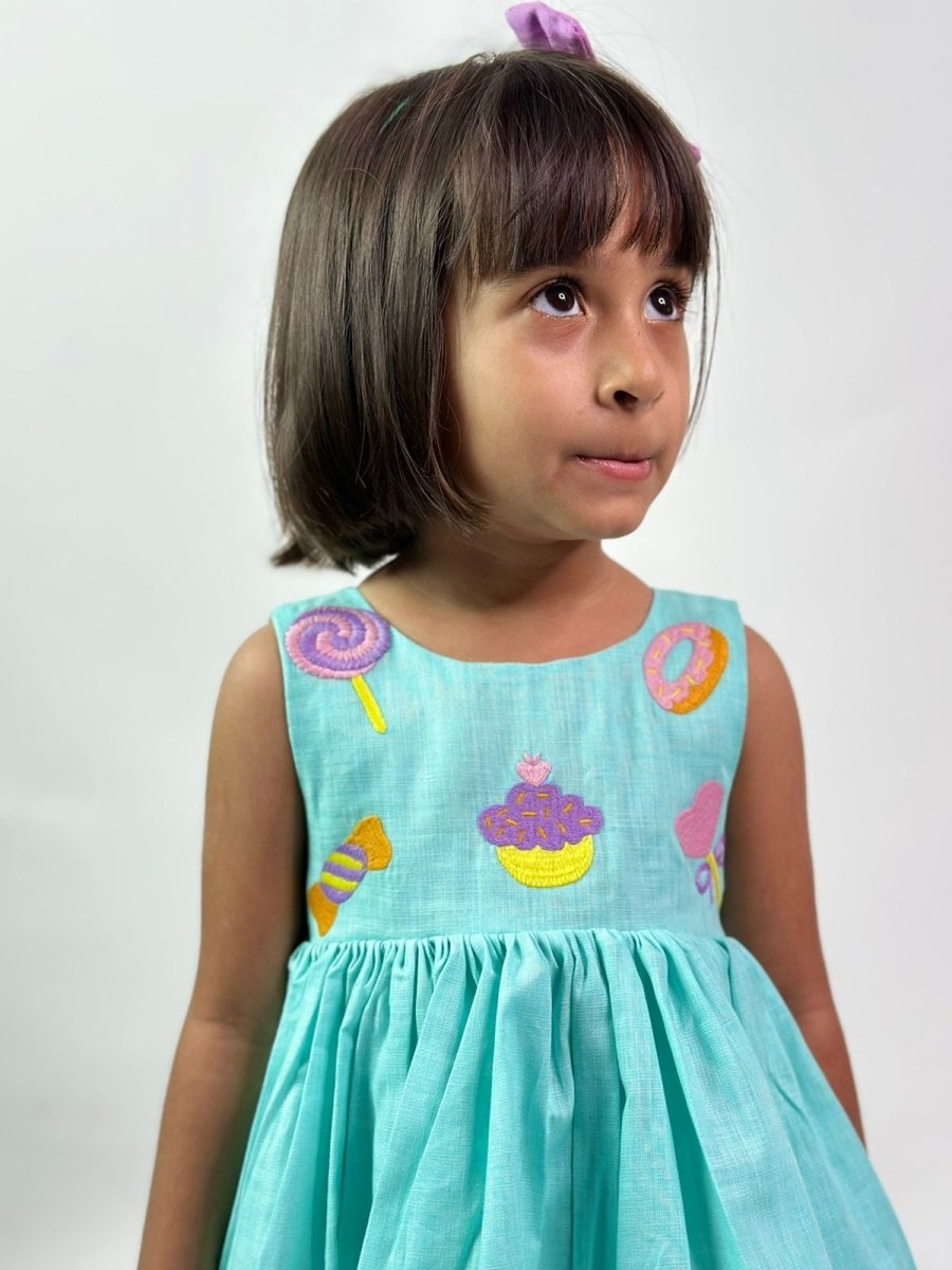 ArthLife Cyan Candy Party Wear Dress