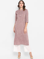 Janasya Mauve Solid Straight Kurta - Distacart
