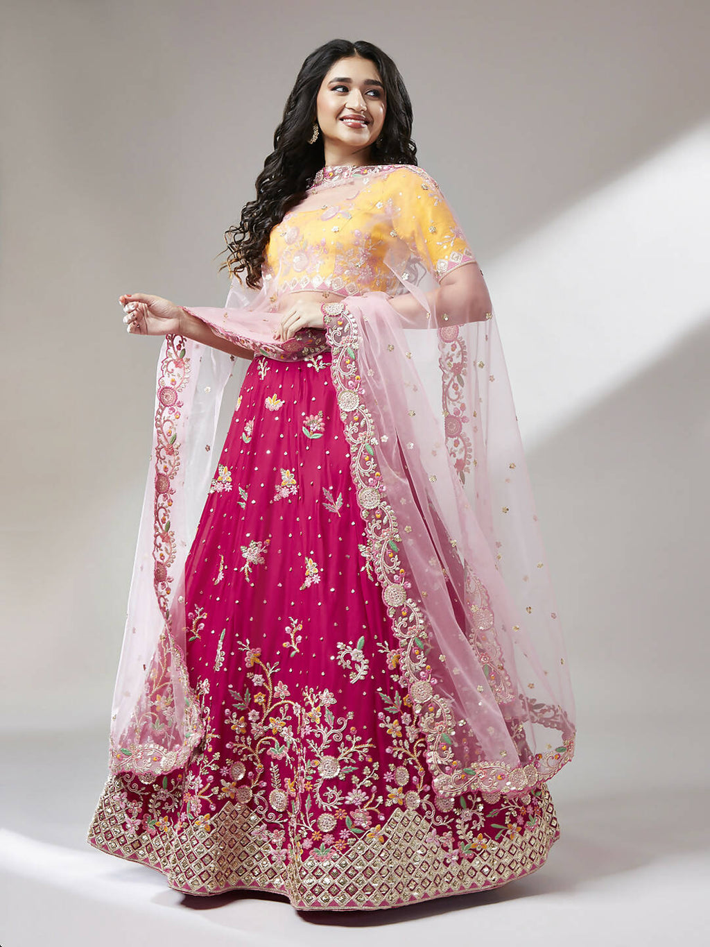 House of Panchhi Rose Pure Georgette Sequinse Work Lehenga & Blouse with Dupatta