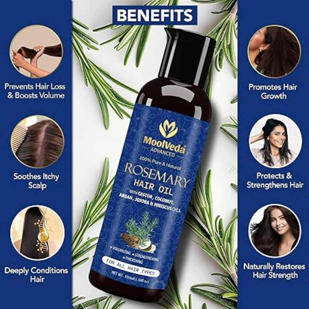 Moolveda 100% Pure Rosemary Hair Oil for Hair Growth