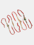 NVR Men Set of 4 Multicolor Radha Krishna & Peacock Design Rakhi With Roli Chawal & Chocolate - Distacart