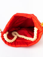 NR By Nidhi Rathi Red & White SHRINATHJI Embroidered Potli Clutch - Distacart