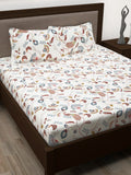 Story@home White & Yellow Ethnic Motifs Cotton 186 TC Queen Bedsheet With 2 Pillow Covers