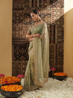 kasee Floral Zardozi Supernet Designer Saree