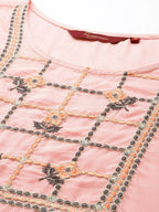 Sangria Women Floral Embroidered Thread Work Chanderi Silk Kurta With Palazzos & Dupatta