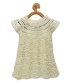 Chutput Kids Cream Coloured Solid Wool Frock - Cream