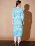 Myshka Women Blue Printed Kurtas - Distacart