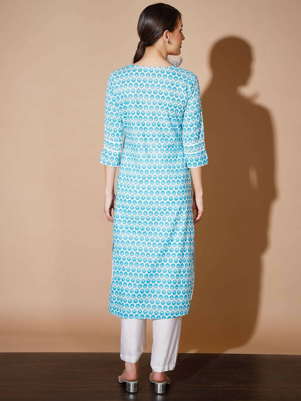 Myshka Women Blue Printed Kurtas - Distacart
