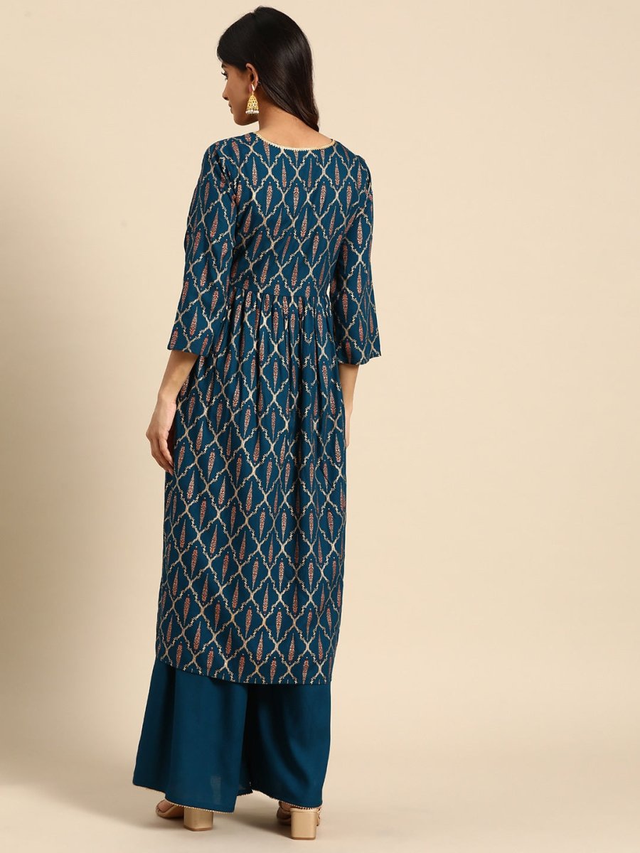 All About You Ethnic Motifs Foil Print Gotta Patti Detail Kurta with Palazzos