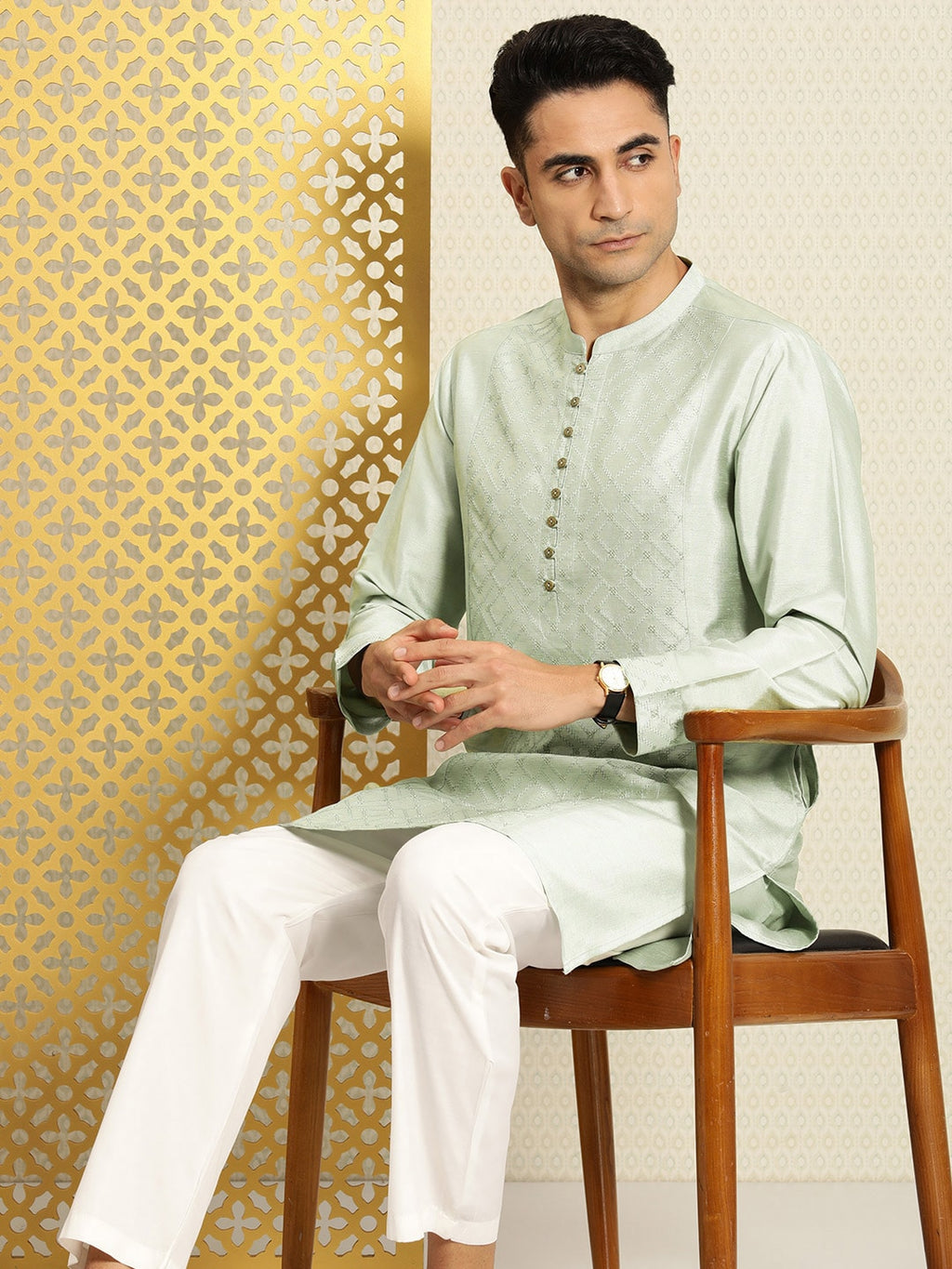 House of Pataudi Jashn Embroidered Thread Work Sequined Kurta