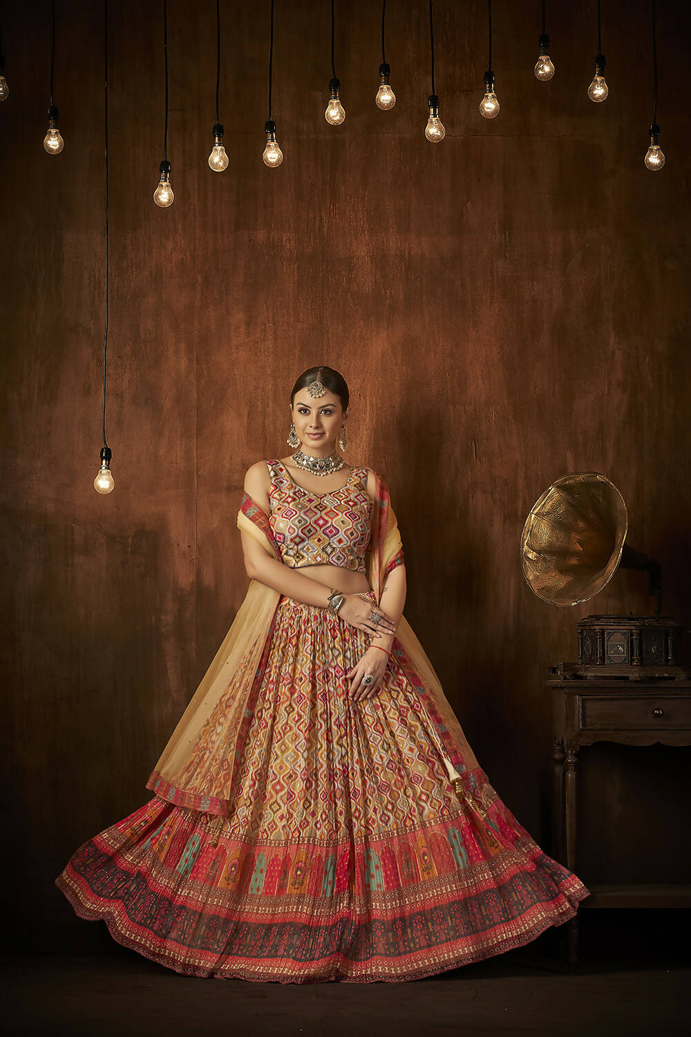 Wedding Designer Multi Georgette Lahenga Choli - Anbazaar - Distacart