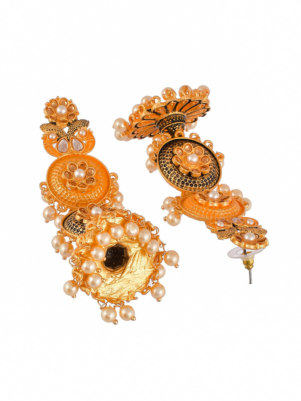 Shoshaa Gold-Toned Contemporary Jhumkas Earrings - Distacart