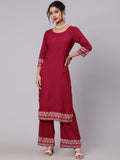 Aks Ethnic Motifs Printed Round Neck Kurta with Palazzos