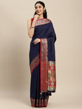 Shree Shyam Fashion Silk Blend Blue Saree - Distacart