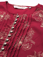 All About You Floral Print Pleated Kurta with Palazzos