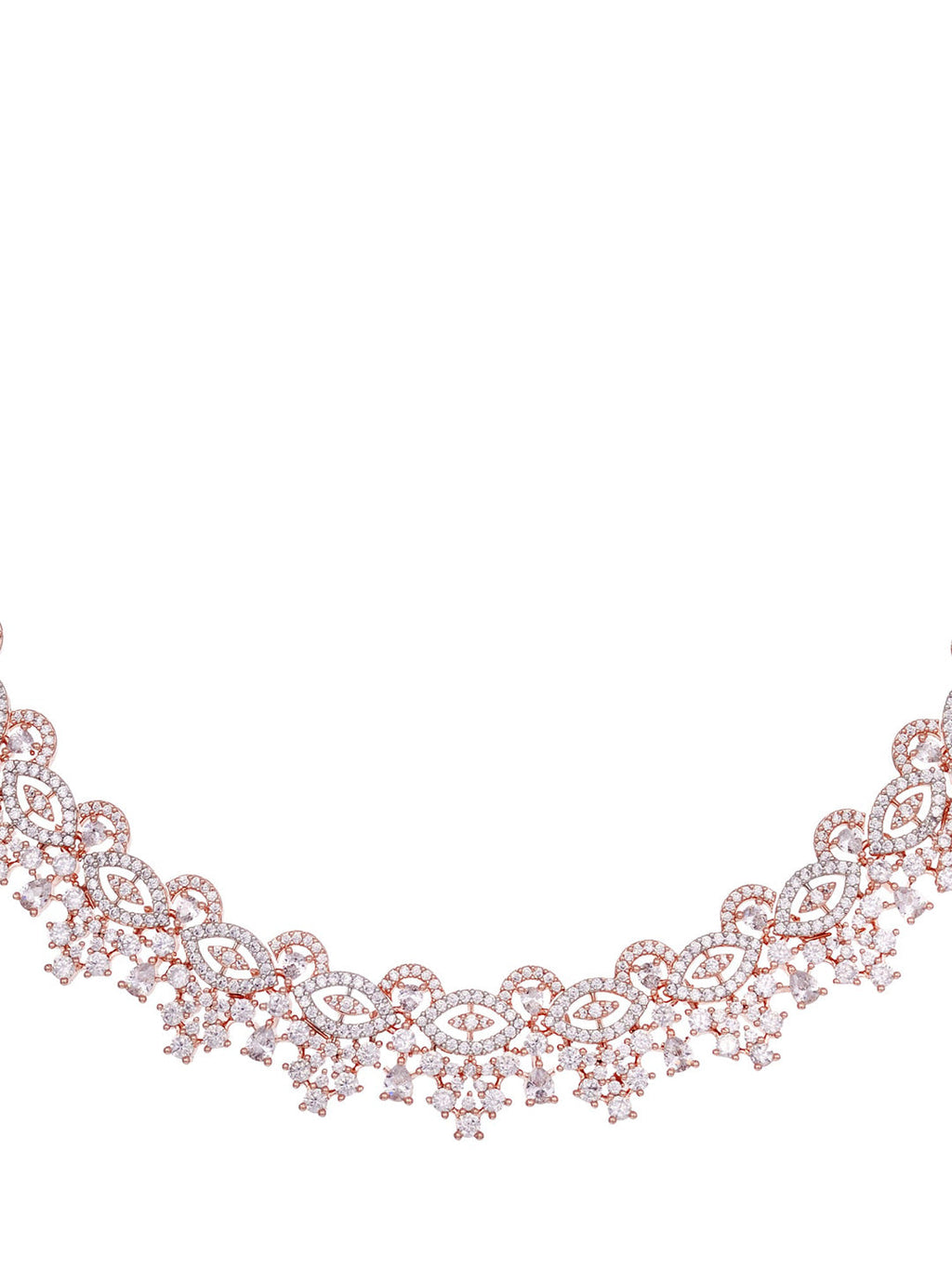 Saraf RS Jewellery Rose Gold-Plated & White AD & CZ-Studded Contemporary Jewellery Set - Distacart
